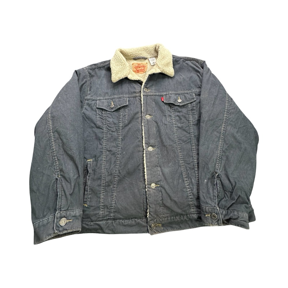 Levis Trucker Jacket Mens XXL Gray Corduroy Sherpa Lined 70520 Western